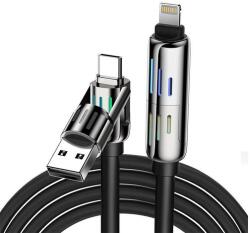 BlitzWolf BW-HDC6 4 az 1-ben USB-C/USB-A - USB-C/Lightning kábel, 1, 2m, 240W, RGB (fekete) (BW-HDC6 Black) - jatekotthon