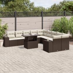 vidaXL 11 részes barna polyrattan kerti ülőgarnitúra párnákkal (3269433)