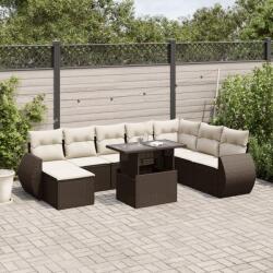 vidaXL 9 részes barna polyrattan kerti ülőgarnitúra párnákkal (3268733)