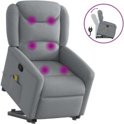 vidaXL világosszürke szövet felállást segítő dönthető masszázsfotel (3303204)