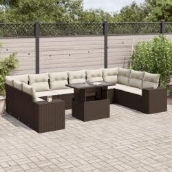 vidaXL 11 részes barna polyrattan kerti ülőgarnitúra párnákkal (3269413)
