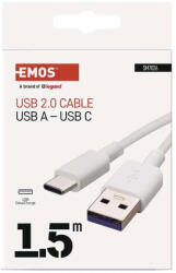 EMOS Töltő- és adatkábel USB-A 2.0 / USB-C 2.0, 1, 5 m, fehér SM7026 (EMOS-SM7026)