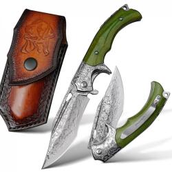 HARAHU DA-31651 Damaszk összecsukható vadászkés - Zöld KP31651