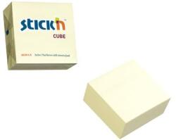 STICK N Öntapadó kockatömb, 76x76mm, 400 lap, STICK N, pasztellsárga (400 lap) (SN21072)