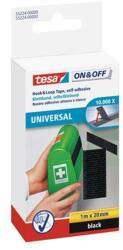 tesa Tépőzár, öntapadó, univerzális, 20 mm x 1 m, TESA "On&Off", fekete (55224-00000-02)