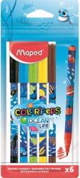 Maped Filctoll készlet, 2 mm, kimosható, MAPED "Color`Peps Ocean Life", 6 különböző szín (845700) - mystock