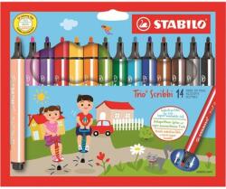 STABILO Filctoll készlet, 1, 5-2 mm, rugós hegy, STABILO "Trio Scribbi", 14 különböző szín (368/14-01) - mystock
