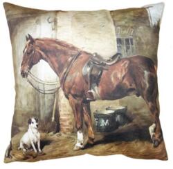 Clayre & Eef Textil párnahuzat - 45x45cm - Ló kutyával