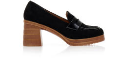 Tsoukalas Pantofi cu tocuri loafers Negre piele întoarsă cu detaliu Imitație Piele