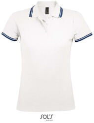 SOL'S Pasadena női ingnyakas póló - fehér/navy (so00578-white_navy-a1)