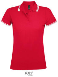 SOL'S Pasadena női ingnyakas póló - piros/fehér (so00578-red_white-a1)