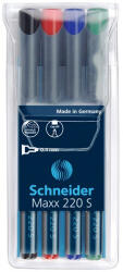 Schneider Universal permanent marker SCHNEIDER Maxx 220 S, varf 0.4mm, 4 culori set - (N, R, A, V) (S-112494)