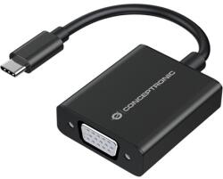 Conceptronic Kábel - ABBY05B (USB-C to VGA, FullHD/60Hz, aluminium, fekete) (ABBY05B)