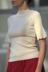  Top slim fit cu mâneci clopoțel și detalii ondulate - Gri deschis, L/XL (J008.L/XL.01)