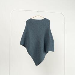  Capă Poncho Tricotată cu 30% Lână - Albastru (5207.5)