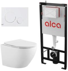 Anahita Construction Set vas WC suspendat alb Eternity si rezervor incastrat Alcadrain cu clapeta actionare alba M670, Anahita (BFLX1901AM101)