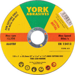 YORK Abrasives Vágó 125x1, 0 INOX (YRK2304800K)