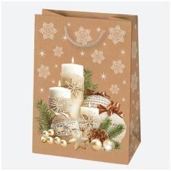 IRIS Karácsonyi ajándéktasak EKO kraft papír 230x320x110 mm különböző színekben és mintával T5EK_GW
