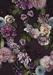  Behang Expresse Floral Utopia INK7565 MAUVE AFTERNOON Natur virágos felnagyított virágok-rózsák barna zöld világoskék rózsaszín mályva falpanel (INK7565)