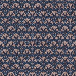 Lutece Jardin d'Eden 51200501 PALMAROSA BLEU NUIT Art Deco Grafikus apró stilizált pálmák éjkék ó-rózsaszín kék tapéta (51200501)