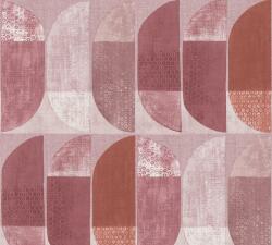  As-Creation Geo Nordic 37531-6 Geometrikus grafikus felezett ovális síkidomok rózsaszín piros és bordó árnyalatok krém tapéta (37531-6)