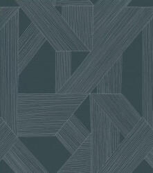 Textil hátterű kézzel rajzolt sűrű vonalak absztrakt XXL mintája petrolszín és világosszürke tónus falpanel (366808)