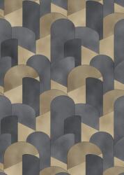 Erismann ELLE Decoration 10155-15 Geometrikus 3D hatású grafikus ívelt minta sötétszürke antracit arany csillogó mintarészletek tapéta (10155-15)