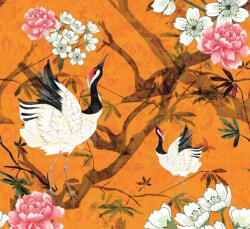  Marburg Smart Art Gallery 46702 Etno japán motívum virágzó fa és mandzsúriai daru narancs fehér fekete szines falpanel (46702)