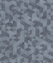  Grandeco Elune EN3501 Grafikus geometrikus sík és térbeli idomok 3D kék árnyalatok tapéta (EN3501)