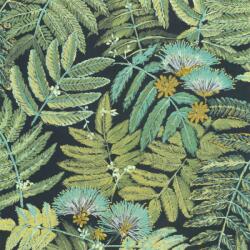  Casadeco Botanica 85897247 ALBIZIA Botanikus finom trópusi nönénymnta selyemakác antracit zöld mentazöld kék sárga fémes kiemelések tapéta (85897247)