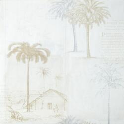  Caselio Passports 66591099 PALMS Natur trópusi pálmafák krém bézs lila barna ezüst tapéta (66591099)