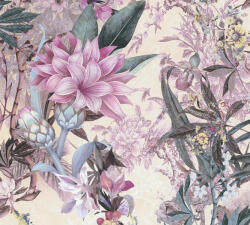 As-Creation Dream Flowery 38177-4 Natur Trópusi Nagyformátumú virágálom krém/bézs lila zöld szines tapéta (38177-4)