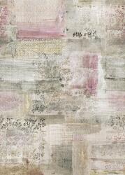  Behang Expresse Esbjerg INK7500 LE MARAIS Patchwork levélminta fehér rózsaszín zöld szines falpanel (INK7500)