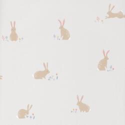 Casadeco Happy Dreams 82746110 BUNNY BLUE/JAUNE nyuszik bézs barna kék sárga piros tapéta (82746110)