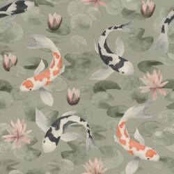 Rasch KIMONO 409437 Natur Koi halak tavirózsa tengeren világoszöld narancs-fehér fekete-fehér halvány rózsaszín zöld tapéta (409437)