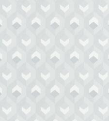 Casadeco Helsinki 82050102 HEXACUBE BLANC design hatszögminta fehér szürke fémes ezüst tapéta (82050102)