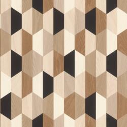 Rasch SALSA 466300 Natur Retro Geometrikus játékos faerezetű trapézminta krém bézs barna fekete tapéta (466300)