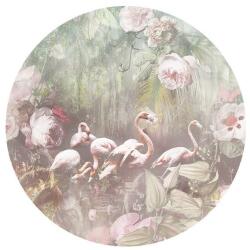 Behang Expresse Floral Utopia INK7611 FLAMINGO FOUND LIGHT Flamingók dús trópusi virág környezetben pezsgőszín zöld menta puderrózsaszín falpanel (INK7611)