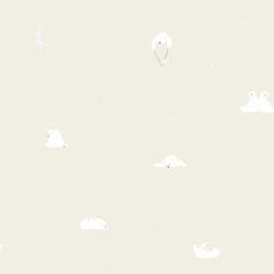 ICH Noa 7003-2 BONNE NUIT BEIGE Gyerekszobai Jó Éjszakát! jegesmedvék lefekvés előtt fehér szürke bézs tapéta (7003-2)