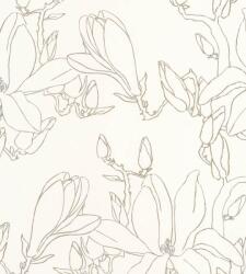 Casadeco Idylle 83822303 MAGNOLIA ARGENT/OR virágos stilizált magnólia krémfehér ezüst arany tapéta (83822303)