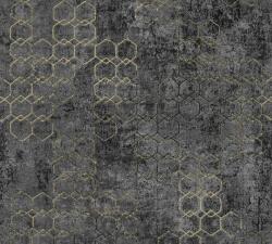 As-Creation New Walls/Black is Beautiful 37424-6 URBAN GRACE Geometrikus grafikus sötétszürke antracit arany fénylő mintarajzolat tapéta (37424-6)