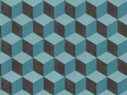 BN Cubiq 220366 Geometrikus 3D térbeli kockák halmaza kék türkizkék fekete tapéta (220366)