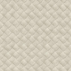 Patchwork bőrmintázat - egymást átfedő szőtt és varrott 3D "bőr"rombuszok szürkésfehér és szürke tónus tapéta (TA25070)