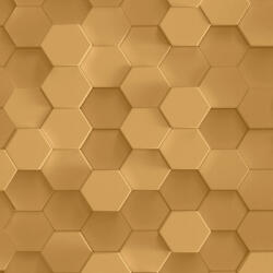  Geometrikus motívum - hatszögek háromdimenziós mintája arany aranysárga és aranybarna tónus tapéta (38723-2)