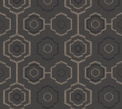  Etno geometrikus grafikus minta textil háttéren sötétbarna antracit szürke ezüst tapéta (37177-4)