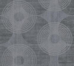  As-Creation Attractive/Black is Beautiful 37832-6 Grafikus cseppmintából kialakított koncentrikus körök sötétszürke antracit szüst finom csillogás tapéta (37832-6)
