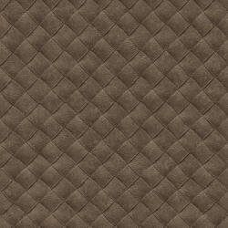 Patchwork bőrmintázat - egymást átfedő szőtt és varrott 3D "bőr"rombuszok barna és sötétbarna tónus tapéta (TA25072)