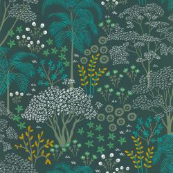  Lutece Jardin d'Eden 51203104 EDEN VERT EMERAUDE Botanikus Vintage maga a Paradicsom! zöld smaragdzöld sárga fehér tapéta (51203104)