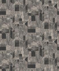 Modern márványminták geometrikus formákba rendezve ólomüveg hatású vonalakkal bézs szürke szürkésbézs fekete és ezüst tapéta (SPI703)
