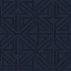 Merész vonalú geometriai minta finom textil háttéren sötétkék és indigókék tónus tapéta (FD26226)